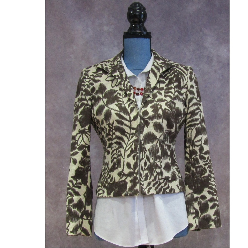 Jones Wear Petite Floral Leaf Pattern Blazer 4P